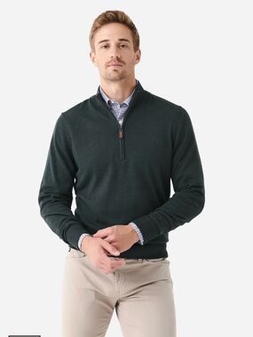 St. Bernard 100% Extra Fine Merino Wool Quarter Zip Pine Green Men’s 2XL 🧡🎀